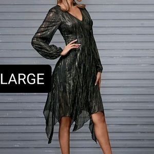 NEW Hanky Black with Gold Glitter Dress Large